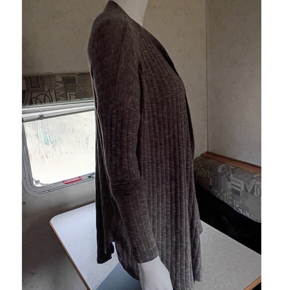 AMERICAN EAGLE Soft Knit Waterfall Cardigan Brown Taupe Longline Layering Small - Picture 8 of 10